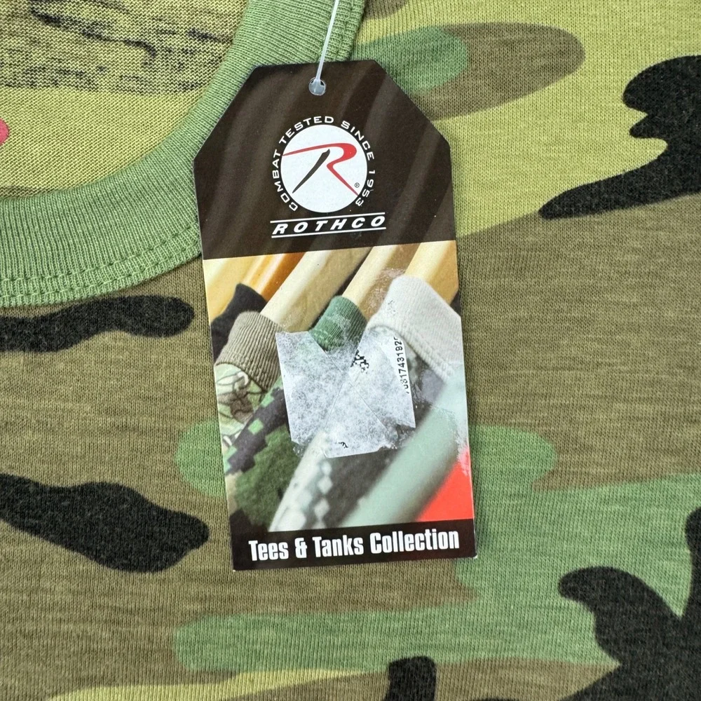 Rothco T Shirt Mens‎ Small Green Vintage Woodland Camo Military Tactical New